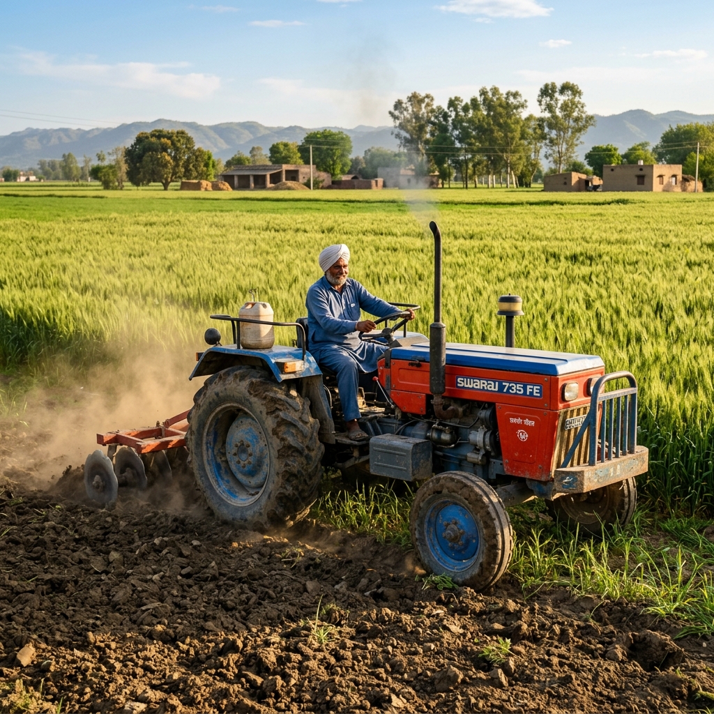 Indian Tractor in Field